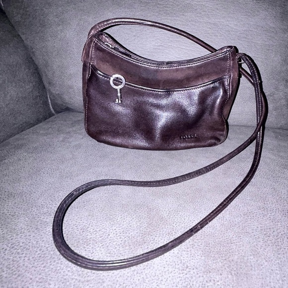 Fossil, brown leather crossbody bag PURSE-SALE p3 - Picture 1 of 5